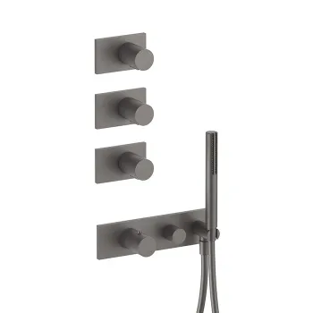 Термостат для душа Fantini Milano на 4 источника, 3/4'', наружная часть, Matt Gun Metal PVD 31 P5 4714B