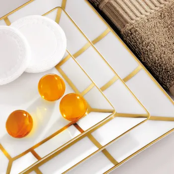 Набор из 3 керамических подносов THG Ithaque Decor Or A7A-A02-4626 белый