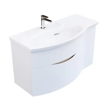 Раковина RIVA мебельная левая с крепежом Kerama Marazzi 100 7x48x15, с 1 отв. под смеситель, с переливом, белый глянцевый RV.wb.100Lh