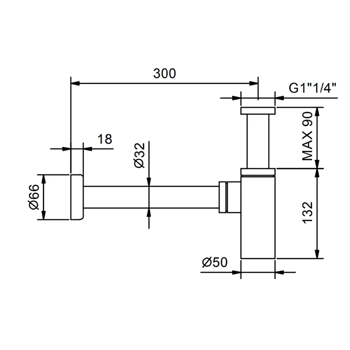 Сифон бутылочный Fantini Af/21 1'' 1/4 для раковины, хром 91 02 9234