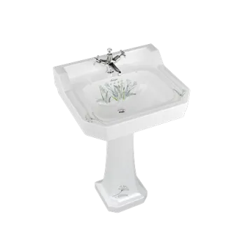 Подвесная раковина Burlington Bespoke/Floral B4 1TH MEAD белый/зеленый