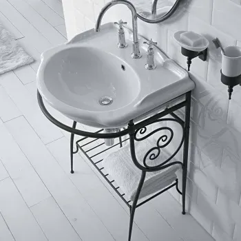 Консоль с раковиной напольная Globo Paestum 62х52см, на 3 отв., met.antico PA0573BI