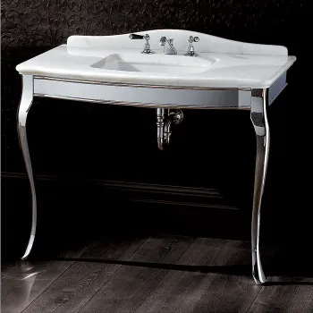 Консоль Devon&Devon Jacqueline Ceramic 109х58хh85,5/95,6 мраморная . столешница с 1отв., бел с металл.структурой напольн хром DEJACQCARCR