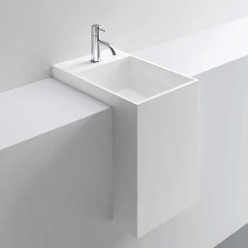 Раковина Milldue PROP 49 полувстраиваемая из MILLTEK SOLID ,35,7х52х49, с 1 отв для смесителя, белый матовый 9195*1 Bianco Opaco