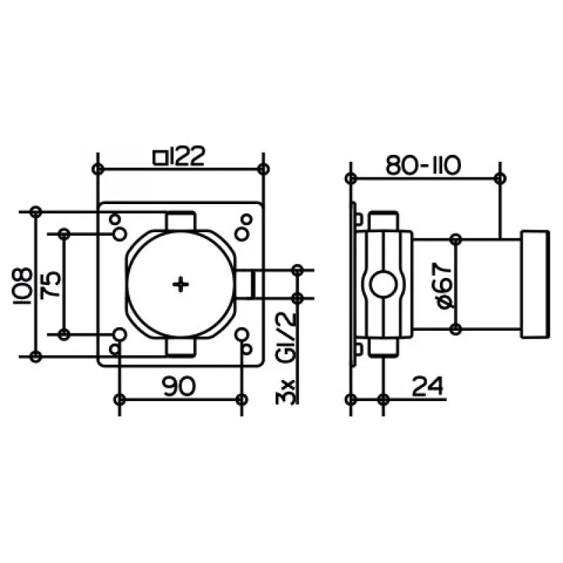 Встраиваемая часть Keuco Ixmo 59556000070 для переключателя на 2 потребителя
