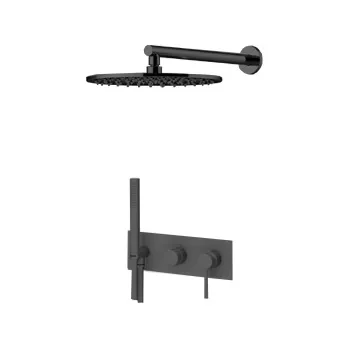 Комплект для ванны со смесителем двстроенным Gattoni Circle One на 2 вых, ручной лейкой и верхним душем 250, nero opaco 9070/PDNO