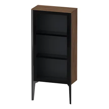 Duravit XViu Шкаф подвесной 890x500x240мм, со стеклянной дверью, 2 стеклянные полки (петли справа), цвет: walnut dark/черный матовый