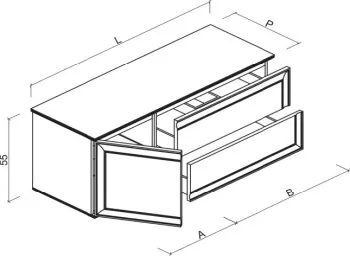 Тумба под раковину Brenta Lester 160 см подвесной глянцевый 2 ящика с дверкой (LR290.160.120.49.G)
