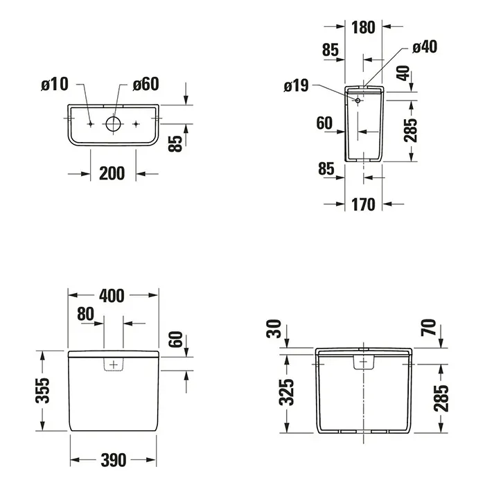 Duravit  Qatego Бачок для унитаза 6/3 л, подкл воды справа/слева,  цвет белый