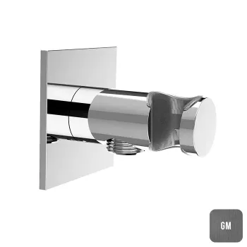 Душевое подключение с держателем круглое Almar Round квадр. отражатель, Gun Metal Brushed PVD, E095039.GM