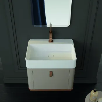 Раковина Vitage Milldue Edition Tailor Bend 604х472х120, без перелива, 1 отверстие для смесителя, Ceramilux, с донным клапаном, белый глянцевый 7644.J17 (С МЕБЕЛЬЮ)