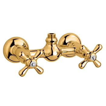 Смеситель для душа Nicolazzi Nuova Brenta с 2мя ручками, вывод сверху 1/2 , без душевой лейки, gold brass 2525GB01