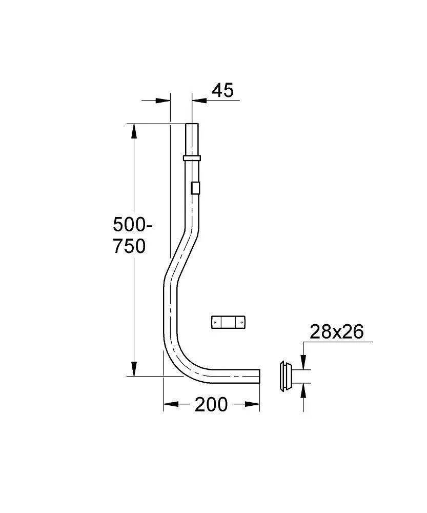 Сливная трубка для смывного устройства для унитаза GROHE, хром 37112000