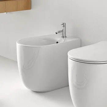 Биде напольное Kerasan Nolita с 1 отв под смеситель 55х35, с креплениями WB5N, белый глянцевый 532001*1