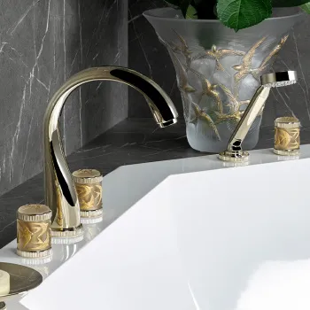 Смеситель на борт ванны THG Hirondelles Gold Stamped A4L-F30-1132SG soft gold