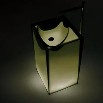 Раковина Antonio Lupi Astro 50х45х85, без отв., слив в пол, с дон. клапан, сифоном и трубой слива, Cristalmood, Oleo А0002451412