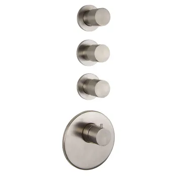 Смеситель для душа встроенный Fima Carlo Frattini Spillo Steel термостатический, 3 запорных вентиля, внешняя часть, INOX F3083X3INOX