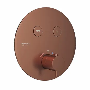 Встраиваемый термостатический кнопочный смеситель для душа ETERNA Kerama Marazzi на 2 пот. брашированная медь pvd 70426EXKM.59.067