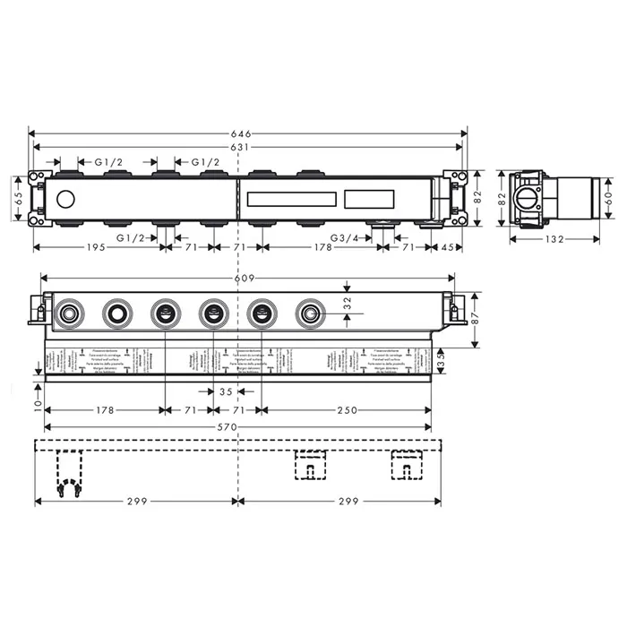 Скрытая часть для 4 потребителей Hansgrohe RainSelect 15312180