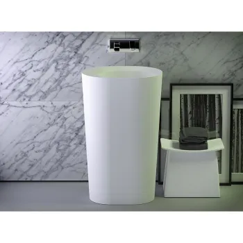 Раковина KNIEF Glow отдельностоящая 55х40х90 см цвет белый матовый вывод в стену. 0600-063-01WA