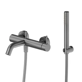 Смеситель для ванны с ручным душем Newform X-steel 316 кронштейном, шланг 150 см, PVD Brushed gun metal 69640CX.59.064