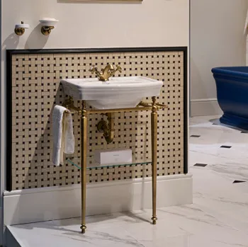 Консоль напольная со стеклянной полочкой Devon&Devon Jolie 63,4х85,8 для раковины NEW ETOILE на 1 отв бронза OLIE1FBR