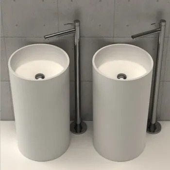 Раковина Moma Circular Tower 450 отдельностоящая, слив в пол, с донным клапаном, белый матовый CRL0503.MWS