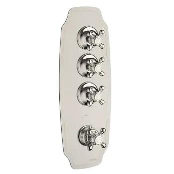 Внешняя часть вертикальная термостатического смесителя Carimali Colonial на 3 потребителя. Colonial пластина and ручки, хром 21034EST-CR