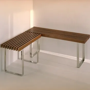 Скамейка Eegibi Topkapi 75x35x Н 44, нержавеющая сталь/бирманский тик, HA 65 10 0020