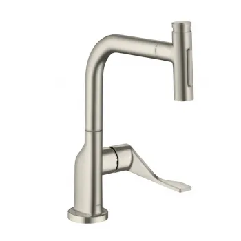 Axor Citterio Смеситель для кухни, 1 отв., с вытяжным изливом, цвет: сталь 39863800
