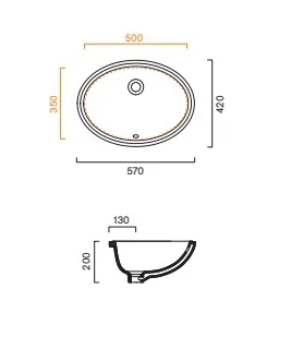 Раковина 57×42 Catalano Italy встраиваемая Bianco lucido 0727570001