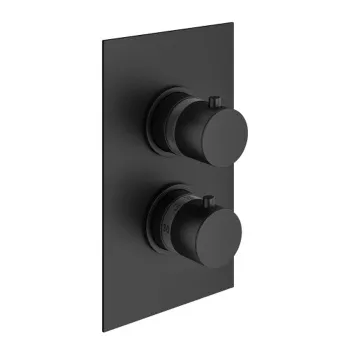 Смеситель термостат встраиваемый для душа Plumberia Selection Ixo 2 выход в к-те со встраив.частью, накл. из нерж.стали, черный матовый, XOT5020NO