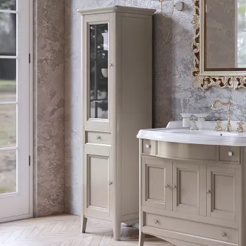 Пенал Tw Veronica 50.2/45x40/37.4xh172, 1выдв.ящик, 2 распашные дверки, доводчики Blum, петли слева-SX,, tortora, ручки riflesso бронза VER3050S-T