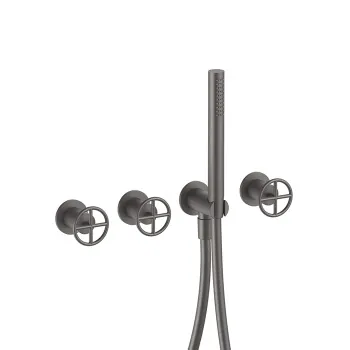 Смеситель для ванны Fantini Fontane Bianche встраиваемый, без излива, с ручн.душем, наружная часть, Matt Gun Metal PVD 47 P5 P017B