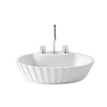 Раковина Oasis Plisse 655х455х160 для установки на столешницу, с 3 отверстиями для смесителя, в комплекте с незапираемым донным клап, белый 0LVBSPC00000001 (0PILAOVBI3) (с мебелью)