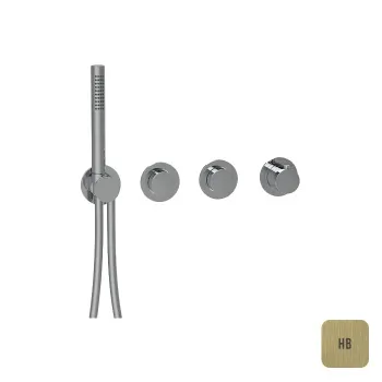 Внешняя часть термостатического смесителя с переключателем Almar на 2 положения с модулем ручного душа, high brass brushed pvd E180433.HB