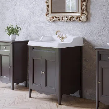 Тумба с раковиной Tw Veronica Simas AR824bix1 68x54см с 1отв. под смеситель, 2 расп. дверки, доводч. Blum, ручки Riflesso бронза, grigio VER2068-G+AR824bi*1 комплект