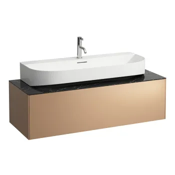 Laufen Sonar шкафчик под раковину, 1175х455х340 мм, 1 ящик, с отверстием в центре, совместим с раковиной-чашей 816347, медь и черный мрамор