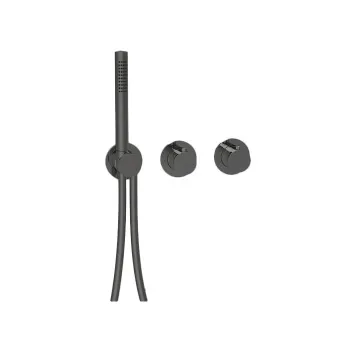 Внешняя часть термостатического смесителя с переключателем Almar на 2-3 положения, absolute black brushed pvd E180133.AB