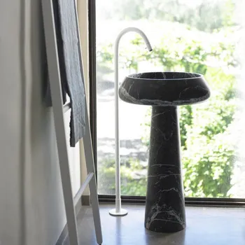 Раковина Agape Bjhon 2 54.5, без отв., выпуск в пол, мрамор Carnic серый ACER1082FGC *0