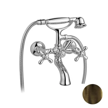 Смеситель для ванны настенный Nicolazzi Nuova Brenta с 2мя ручками, с душевой лейкой, тёмная бронза 2501DB