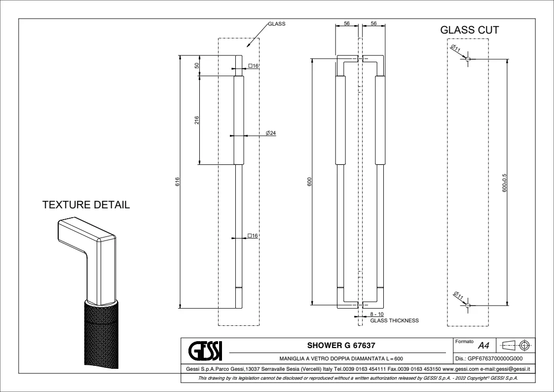 Ручка смесителя Gessi 67637.149 Finox Brushed Nickel