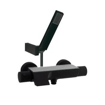 Смеситель термостатический Ramonsoler Urban Chic для ванны с каскадным изливом и с душевым комплектом черный 213901MRNM