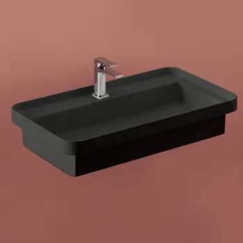 Раковина Artceram Fuori Scala 80х45, с 1 отв., встраиваемая, без перелива, черный матовый TFL035 17 00 *1