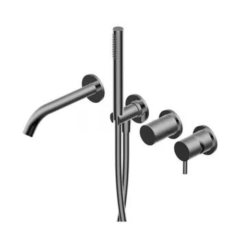 Смеситель для ванны Ritmonio Diametro35 S встраиваемый брашированный чёрный хром PR52EC201BLX