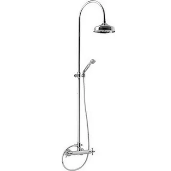 Душевой комплект Cisal Arcana термостатический смеситель, стойка с верхним душем, лейка+шланг, хром AC00408021