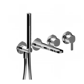 Смеситель для ванны Fantini Lame встраиваемый, на 2 источника, излив 150, с ручн.душем, наружная часть, хром 24 02 M120B