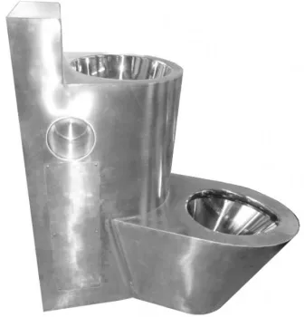 Туалет из нержавеющей стали Nofer с умывальником COMBI антивандальный левый настенный 13124.L