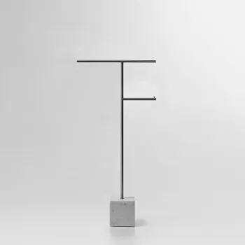 Стойка напольная Antonio Lupi Bivio 65см., с полотенцедержателем и держателем туалетной бумаги, база из мрамора Carrara satinato, структура Satin steel А0002457107