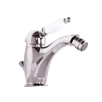 Смеситель для биде с низким изливом Gattoni Orta с белой ручкой, с донным клапаном, хром 2756/27C0 OLD